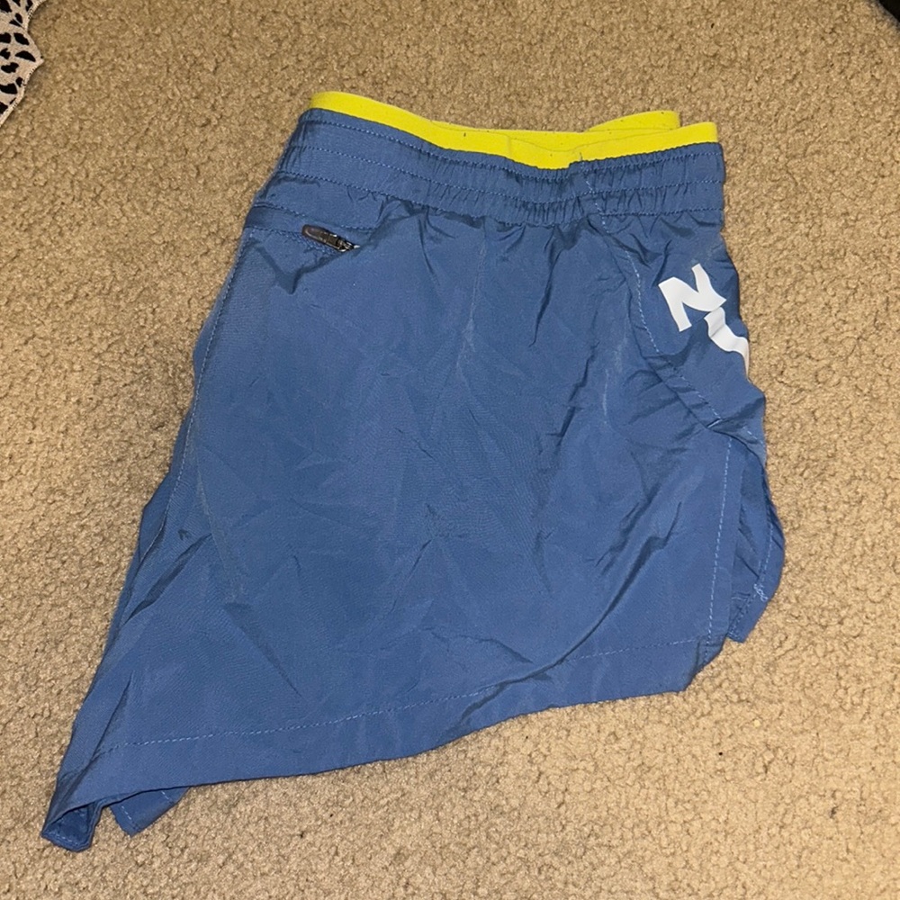 Nike Dri Fit Blue and Lime Running Shorts